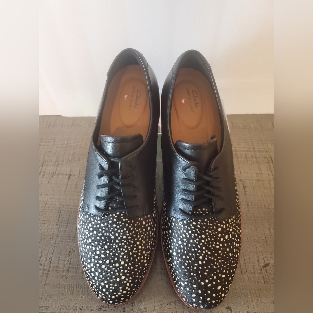 Clarks Unstructured Darcey Lace Black Leather Size 9.5 - Picture 6 of 11
